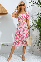 Floral Cutout Square Neck Puff Sleeve Dress king-general-store-5710.myshopify.com