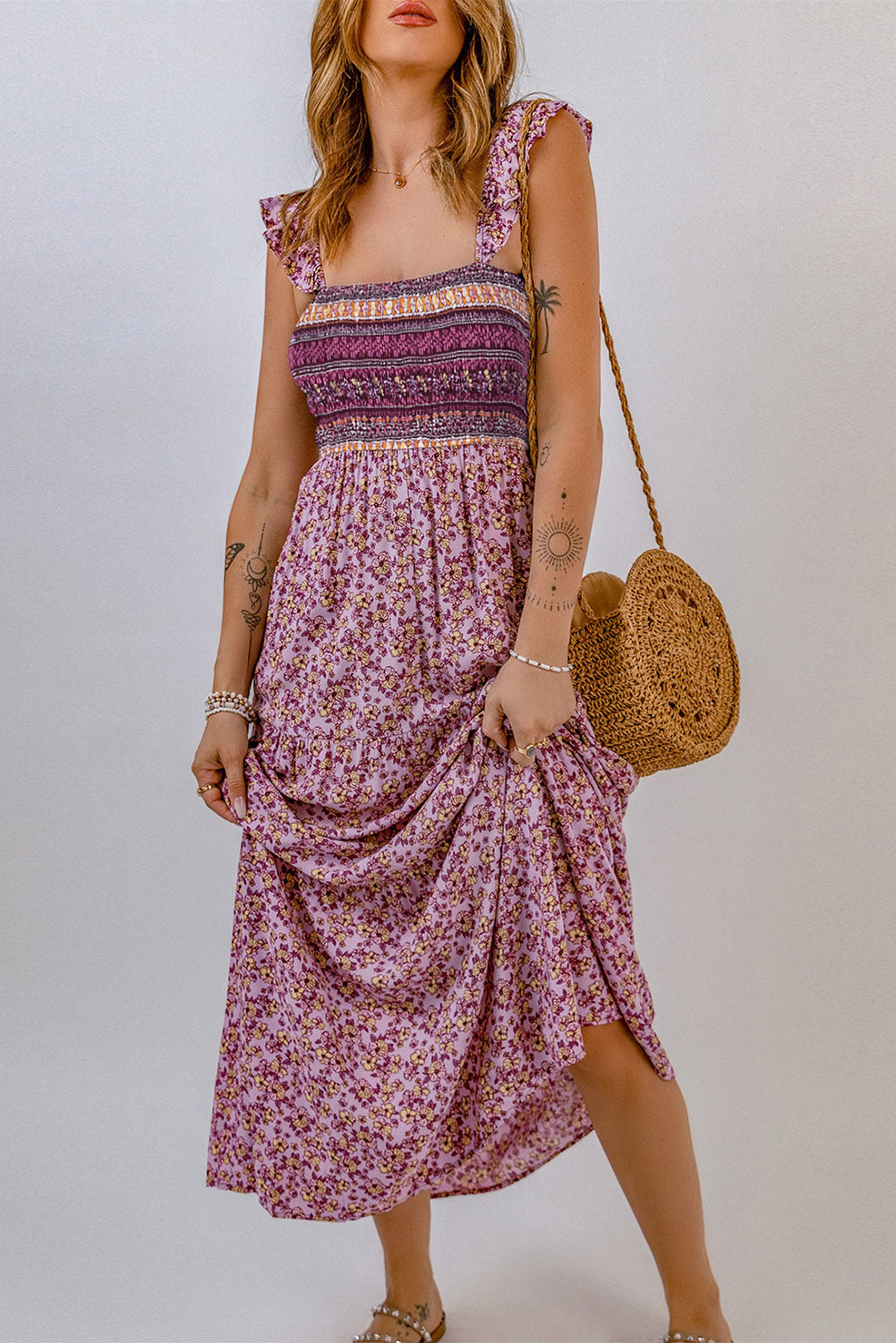 Floral Square Neck Maxi Dress king-general-store-5710.myshopify.com