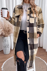 Plaid Button Down Longline Coat king-general-store-5710.myshopify.com