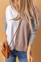 Double Take Color Block V-Neck Ribbed Trim Sweater king-general-store-5710.myshopify.com