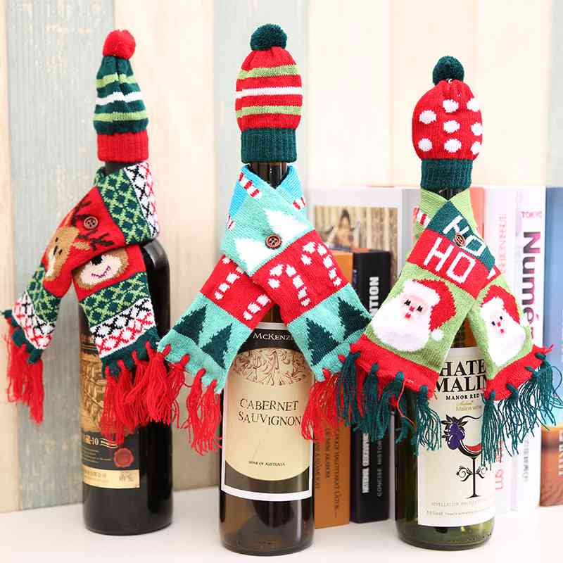 Christmas Hat and Scarf Wine Bottle Decoration king-general-store-5710.myshopify.com