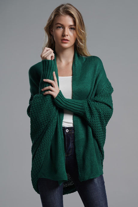 Dolman Sleeve Open Front Ribbed Trim Longline Cardigan king-general-store-5710.myshopify.com