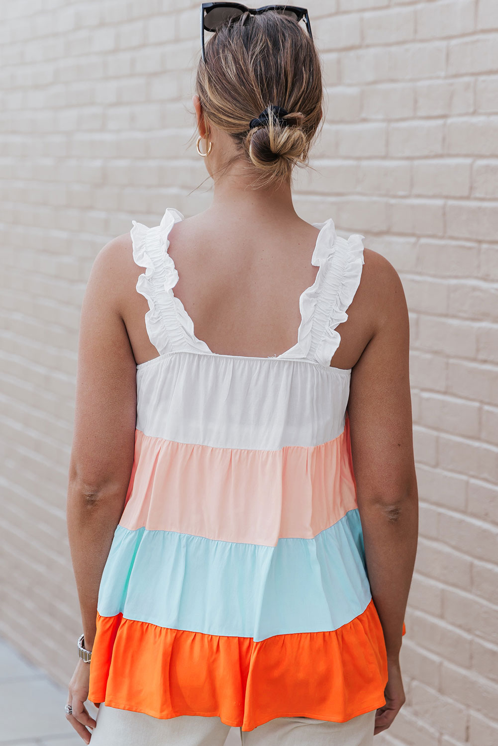 Color Block Ruffle Strap Tank king-general-store-5710.myshopify.com