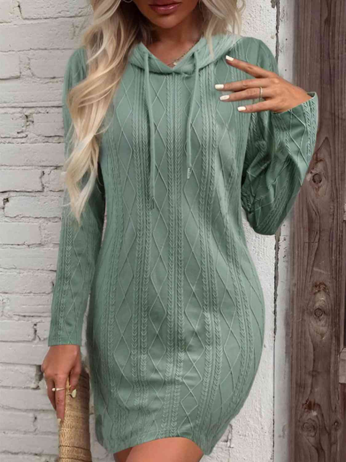 Drawstring Hooded Sweater Dress king-general-store-5710.myshopify.com