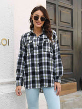 Plaid Collared Neck Buttoned Shirt with Pockets king-general-store-5710.myshopify.com