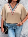 Plus Size V-Neck Flutter Sleeve Blouse king-general-store-5710.myshopify.com