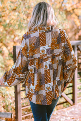 Plus Size Patchwork Balloon Sleeve Blouse king-general-store-5710.myshopify.com