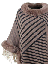 Striped Fringe Hem Poncho king-general-store-5710.myshopify.com