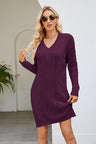 Cable-Knit Long Sleeve Sweater Dress king-general-store-5710.myshopify.com