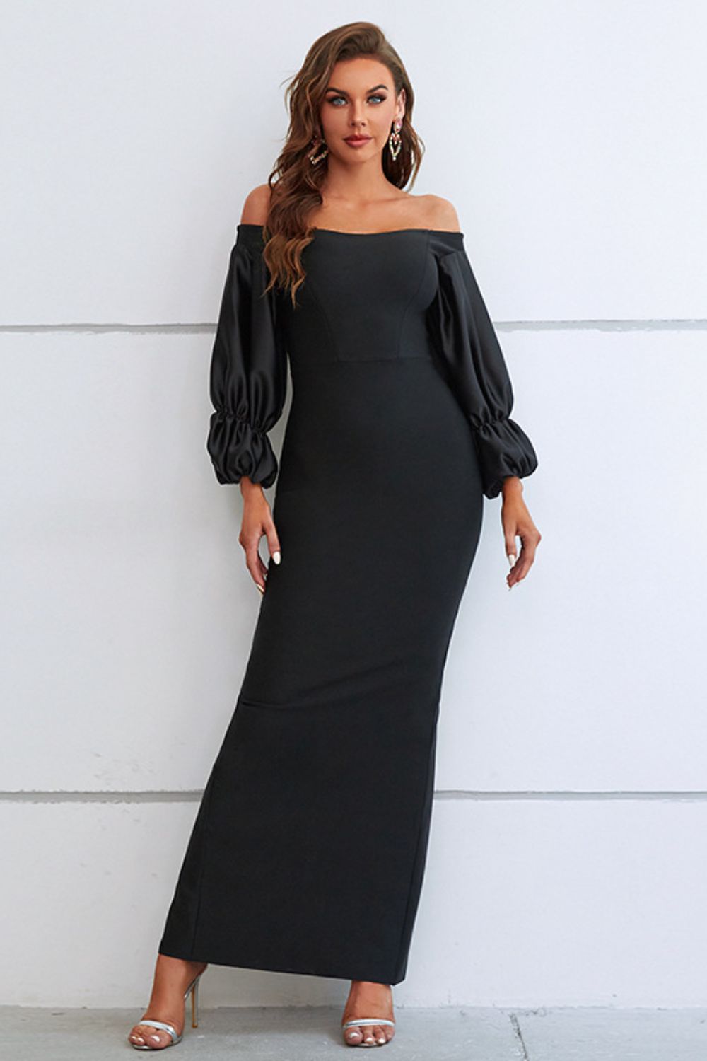 Off-Shoulder Bubble Sleeve Slit Dress king-general-store-5710.myshopify.com