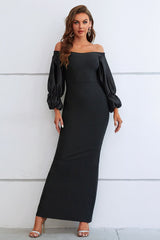 Off-Shoulder Bubble Sleeve Slit Dress king-general-store-5710.myshopify.com