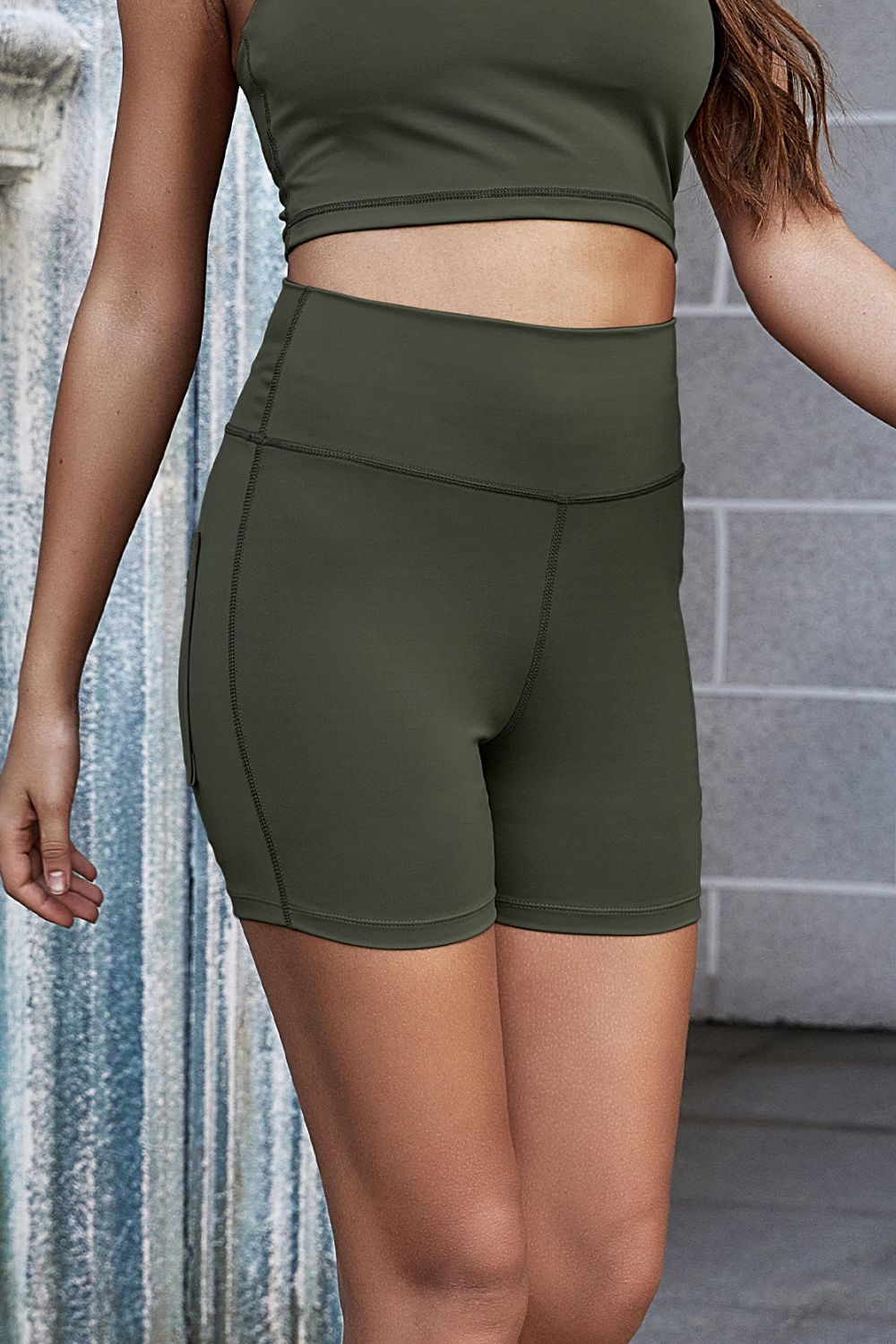 Exposed Seam Decorative Button Yoga Shorts king-general-store-5710.myshopify.com