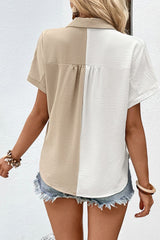 Two-Tone Contrast Short Sleeve Shirt king-general-store-5710.myshopify.com