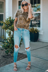 Women Leopard Short Flounce Sleeve Tee king-general-store-5710.myshopify.com