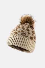 Leopard Pom-Pom Cuffed Beanie king-general-store-5710.myshopify.com