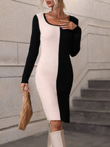 Woven Right Contrast Slit Sweater Dress king-general-store-5710.myshopify.com