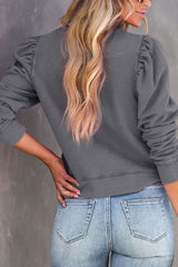 PEACE LOVE PUMPKIN Graphic Puff Sleeve Sweatshirt king-general-store-5710.myshopify.com