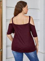 Plus Size V-Neck Cold-Shoulder Blouse king-general-store-5710.myshopify.com