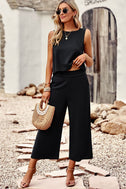 Buttoned Round Neck Tank and Wide Leg Pants Set king-general-store-5710.myshopify.com