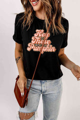 Short Sleeve Round neck HEY THERE PUMPKIN Graphic Tee king-general-store-5710.myshopify.com