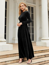 Tie Front Round Neck Long Sleeve Maxi Dress king-general-store-5710.myshopify.com