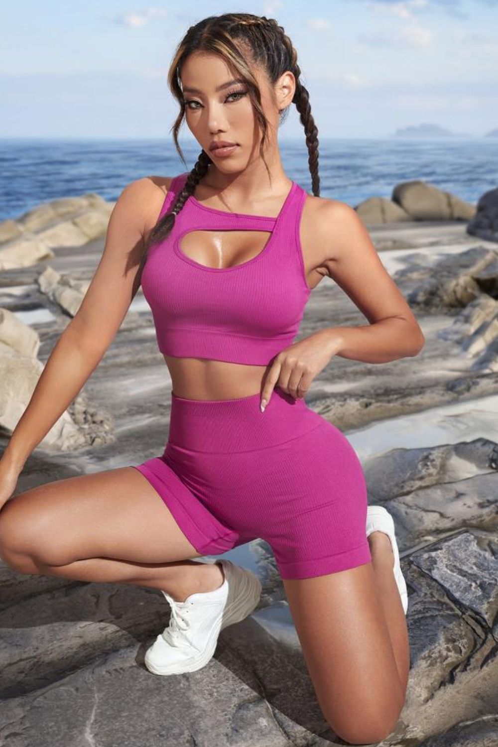 Cutout Crop Top and Sports Shorts Set king-general-store-5710.myshopify.com