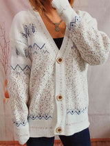 Geometric Button Front Long Sleeve Cardigan king-general-store-5710.myshopify.com