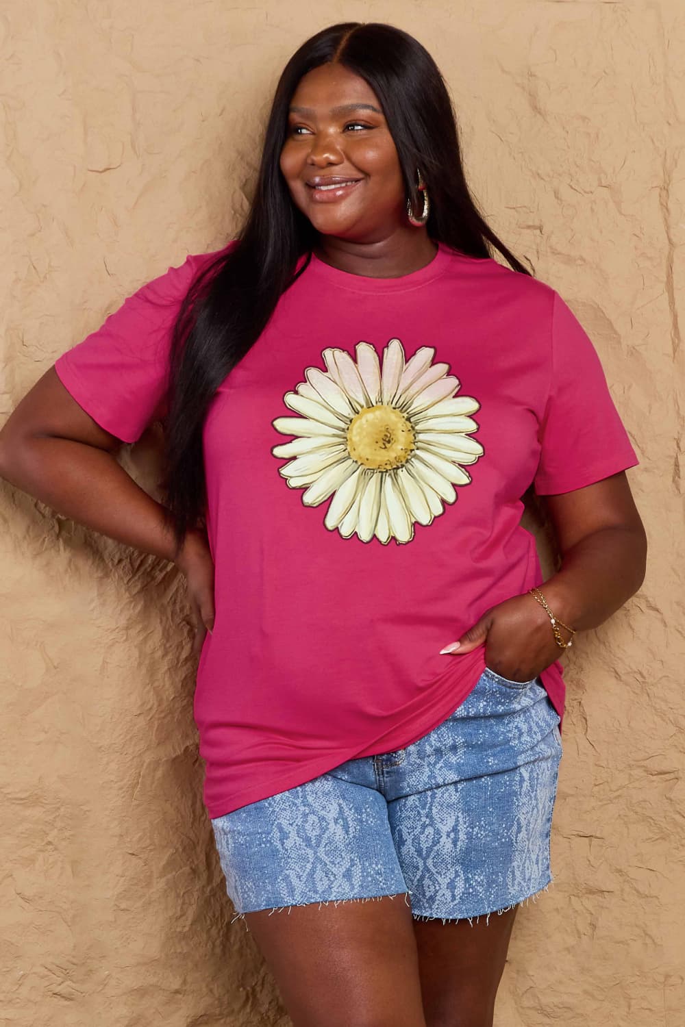 Simply Love Full Size FLOWER Graphic Cotton Tee king-general-store-5710.myshopify.com