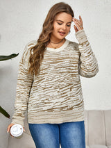 Plus Size Round Neck Long Sleeve Sweater king-general-store-5710.myshopify.com