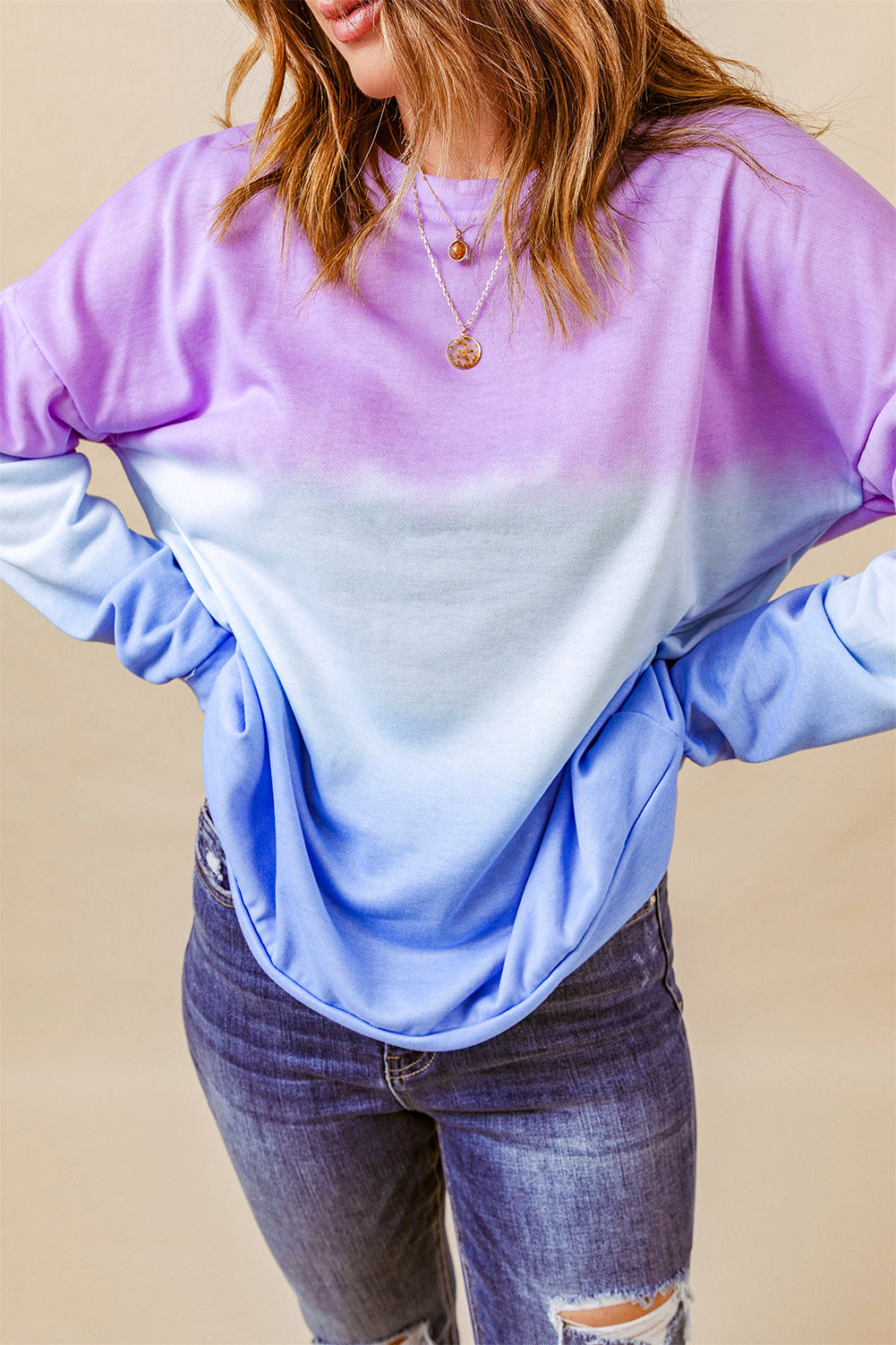 Tie-Dye Drop Shoulder Round Neck Sweatshirt king-general-store-5710.myshopify.com