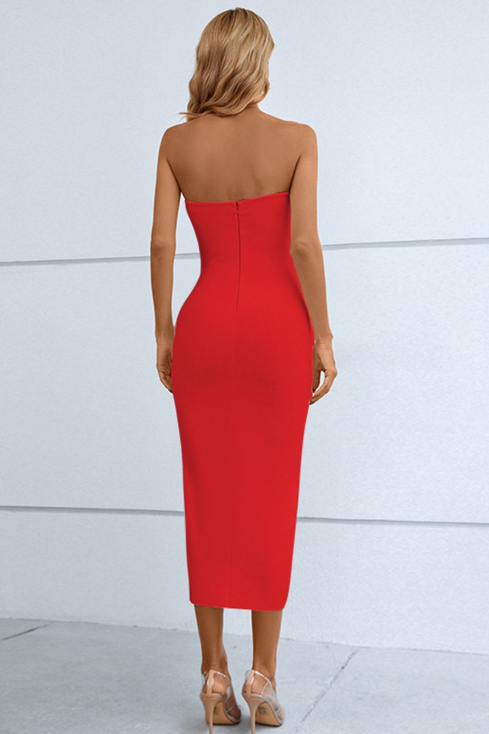 Cutout Strapless Drawstring Detail Split Bandage Dress king-general-store-5710.myshopify.com