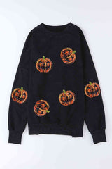 Pumpkin Print Dropped Shoulder Sweatshirt king-general-store-5710.myshopify.com