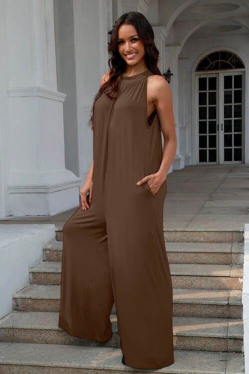 Double Take Full Size Tie Back Cutout Sleeveless Jumpsuit king-general-store-5710.myshopify.com