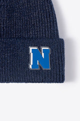 Letter N Patch Cuffed Knit Beanie king-general-store-5710.myshopify.com