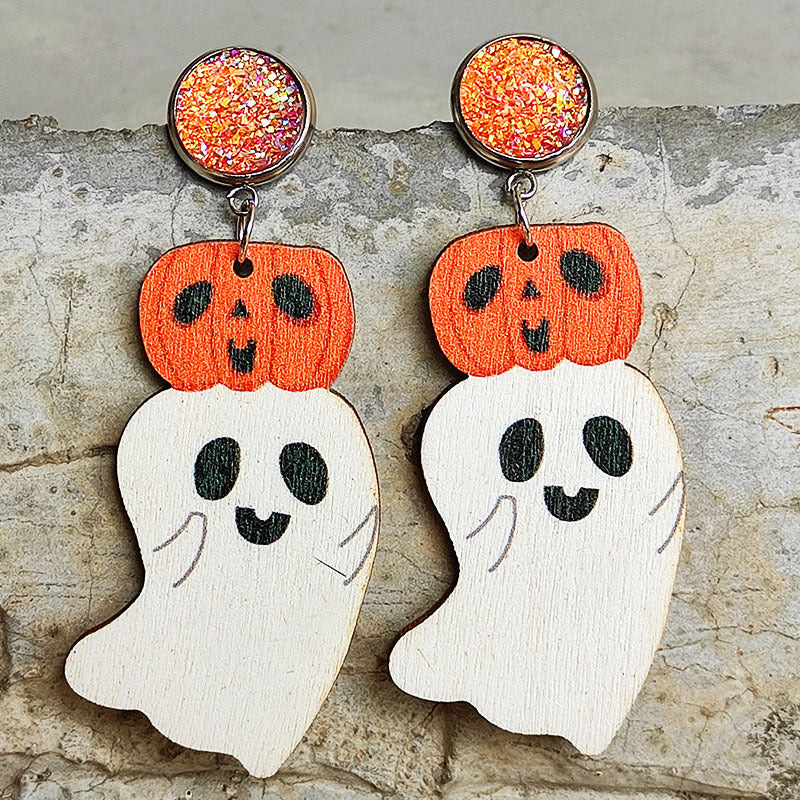 Ghost Shape Wooden Dangle Earrings king-general-store-5710.myshopify.com