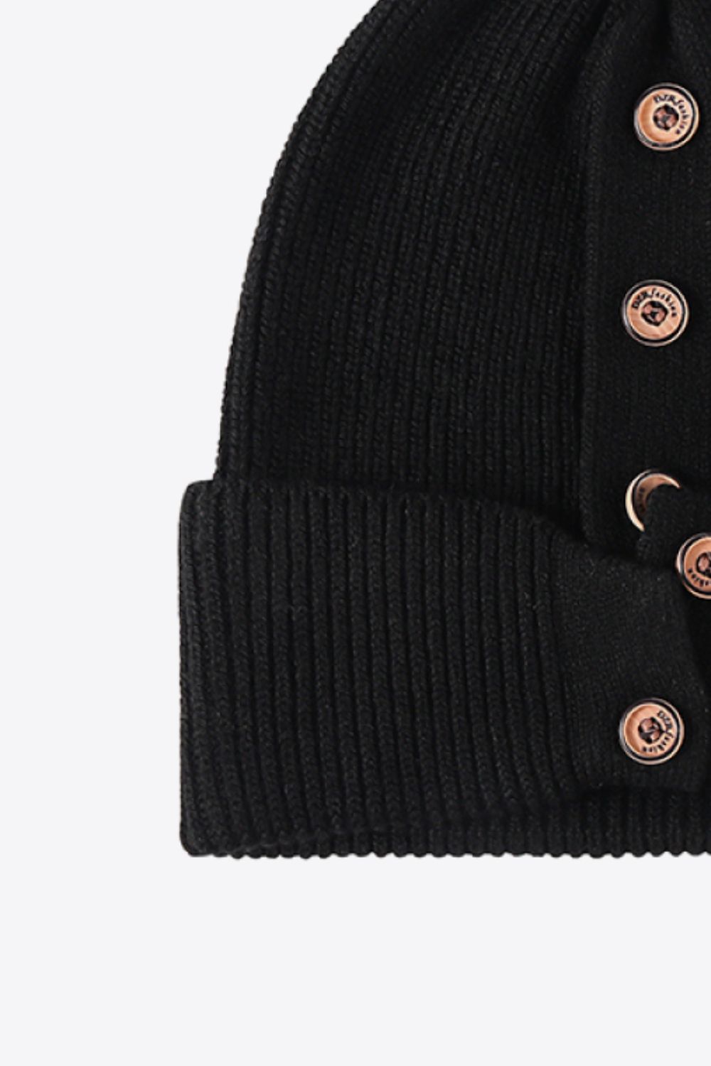 Button Detail Rib-Knit Cuff Beanie king-general-store-5710.myshopify.com