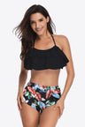 Two-Tone Ruffled Halter Neck Two-Piece Swimsuit king-general-store-5710.myshopify.com