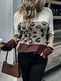 Leopard Color Block Ribbed Trim Tunic Sweater king-general-store-5710.myshopify.com