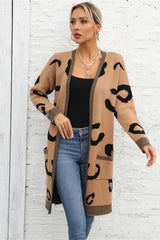 Printed Long Sleeve Cardigan with Pockets king-general-store-5710.myshopify.com