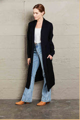 Double Take Waffle Knit Open Front Duster Cardigan With Pockets king-general-store-5710.myshopify.com