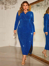 Plus Size Surplice Neck Slit Dress king-general-store-5710.myshopify.com