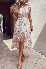 Floral Smocked Butterfly Sleeve Slit Dress king-general-store-5710.myshopify.com