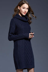 Woven Right Full Size Mixed Knit Cowl Neck Dropped Shoulder Sweater Dress king-general-store-5710.myshopify.com
