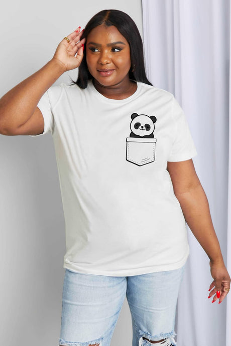 Simply Love Full Size Panda Graphic Cotton Tee king-general-store-5710.myshopify.com