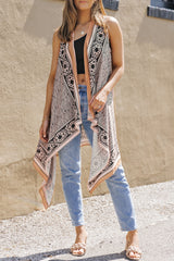 Printed Open Front Sleeveless Cardigan king-general-store-5710.myshopify.com