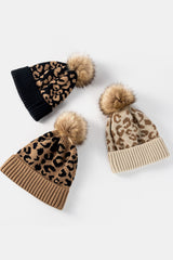 Leopard Pom-Pom Cuffed Beanie king-general-store-5710.myshopify.com