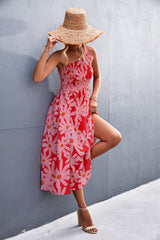 Floral Smocked One-Shoulder Midi Dress king-general-store-5710.myshopify.com