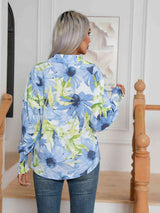 Floral Collared Neck Buttoned Shirt king-general-store-5710.myshopify.com