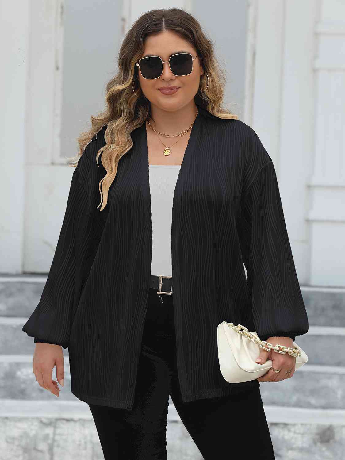 Plus Size Open Front Long Sleeve Cardigan king-general-store-5710.myshopify.com