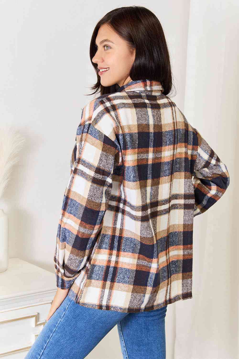 Double Take Plaid Button Front Shirt Jacket with Breast Pockets king-general-store-5710.myshopify.com